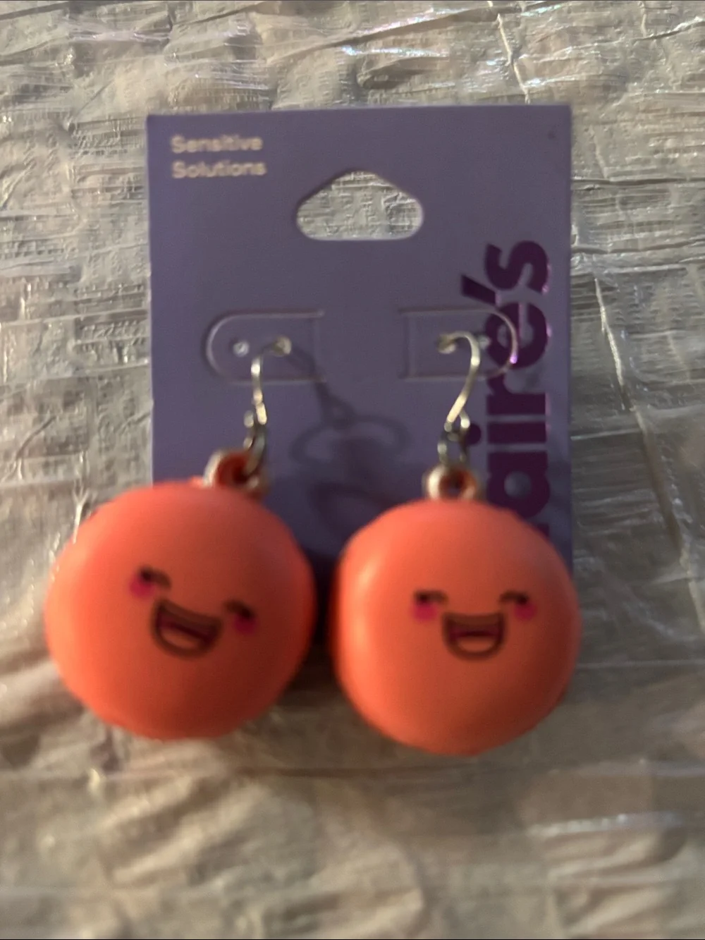 Girls' Pink Smiley Face Drop Earrings by